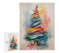 Puzzle 500 PCS pour Adolescents Colorful Christmas Tree Puzzle Adulte Jeu Manuel Décoration Intérieure Cadeaux Uniques pour Anniversaire Et Noël 500 PCS