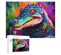 Puzzle 500 PCS pour Adolescents Colorful Crocodile in Abstract Art Puzzle pour Adultes, Jouet, Décoration Murale, Améliore La Mémoire, Aide À Exercer Le Cerveau 500 PCS