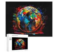 Puzzle 500 PCS pour Adolescents Colorful Painted Globe Artwork Puzzles pour Adultes Jeu Familial Course De Vitesse Manuelle Cadeaux Anti-Stress 500 PCS