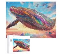 Puzzle 500 PCS pour Adolescents Colorful Whale in Sky Puzzles pour Adultes Jeu Familial Course De Vitesse Manuelle Cadeaux Anti-Stress 500 PCS