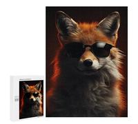 Puzzle 500 PCS pour Adolescents Cool Fox with Sunglasses Puzzle Jeux De Famille Assemblage De Motifs Cadeaux Uniques pour Anniversaire Et Noël 500 PCS