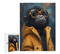 Puzzle 500 PCS pour Adolescents Cool Monkey in Sunglasses Puzzle Adulte Jeu Manuel Décoration Intérieure Cadeaux Uniques pour Anniversaire Et Noël 500 PCS