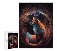 Puzzle 500 PCS pour Adolescents Cosmic Fox Dreamscape Puzzle Adulte Jeu Manuel Décoration Intérieure Cadeaux Uniques pour Anniversaire Et Noël 500 PCS