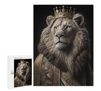 Puzzle 500 PCS pour Adolescents Crowned Lion Majesty Puzzle Adulte Jeu Manuel Décoration Intérieure Cadeaux Uniques pour Anniversaire Et Noël 500 PCS