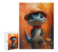 Puzzle 500 PCS pour Adolescents Cute Alligator with A Hat Puzzle Adulte Jeu Manuel Décoration Intérieure Cadeaux Uniques pour Anniversaire Et Noël 500 PCS