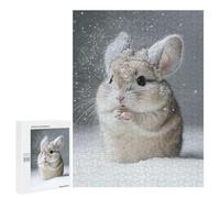 Puzzle 500 PCS pour Adolescents Cute Chinchilla in Snow Puzzles pour Adultes Jeu Familial Décoration Intérieure pour Anniversaire, Noël 500 PCS
