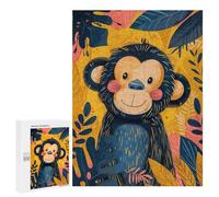Puzzle 500 PCS pour Adolescents Cute Watercolor Monkey Jeux De Puzzle Relaxants, Défi Difficile, Cadeaux Uniques pour Anniversaire Et Noël 500 PCS