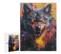 Puzzle 500 PCS pour Adolescents Dire Wolf Graffiti Art Jeux De Puzzle Relaxants, Défi Difficile, Cadeaux Uniques pour Anniversaire Et Noël 500 PCS