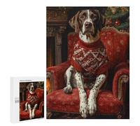 Puzzle 500 PCS pour Adolescents Dog in Christmas Sweater Portrait German Shorthaired Pointer in Sweater Puzzle Adulte Jeu Manuel Décoration Intérieure Cadeaux Uniques pour Anniversaire Et Noël 500 PC