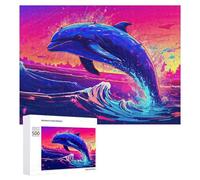 Puzzle 500 PCS pour Adolescents Dolphin Leaping in Vibrant Colors Puzzle pour Adultes Jeu De Réflexion, Analyse Et Logique, Idéal comme Cadeau 500 PCS