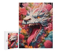 Puzzle 500 PCS pour Adolescents Dragon's Fiery Floral Fantasy Puzzle pour Adolescents Améliore La Mémoire Défi À Compléter Amusant en Famille Et Soirée Jeux 500 PCS