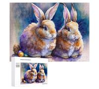 Puzzle 500 PCS pour Adolescents Easter Bunny Watercolor Art Puzzle pour Adultes, Jouet, Décoration Murale, Améliore La Mémoire, Aide À Exercer Le Cerveau 500 PCS
