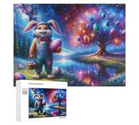 Puzzle 500 PCS pour Adolescents Easter Bunny with Eggs Fantasy Scene Puzzle pour Adultes, Jouet, Décoration Murale, Améliore La Mémoire, Aide À Exercer Le Cerveau 500 PCS