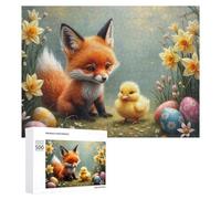 Puzzle 500 PCS pour Adolescents Easter Fox and Chick Puzzles pour Adultes Jeu Familial Course De Vitesse Manuelle Cadeaux Anti-Stress 500 PCS