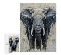 Puzzle 500 PCS pour Adolescents Elephant Portrait with Abstract Background Puzzle pour Adultes Jeux Relaxants Décoration Parfaite, pour Toute La Famille 500 PCS