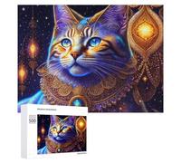 Puzzle 500 PCS pour Adolescents Enchanted Celestial Cat Necklace Puzzle pour Adultes, Jouet, Décoration Murale, Améliore La Mémoire, Aide À Exercer Le Cerveau 500 PCS
