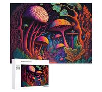 Puzzle 500 PCS pour Adolescents Enchanted Mushroom Forest -2 Puzzles pour Adultes Jeux De Détente Décoration Parfaite Interaction Parent-Enfant 500 PCS