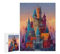 Puzzle 500 PCS pour Adolescents Fantasy Castle Illustration Puzzle pour Adolescents Améliore La Mémoire Défi À Compléter Amusant en Famille Et Soirée Jeux 500 PCS