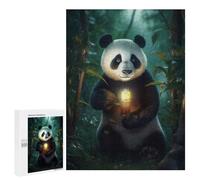 Puzzle 500 PCS pour Adolescents Fantasy Panda Glowing Lamp Puzzle Adulte Jeu Manuel Décoration Intérieure Cadeaux Uniques pour Anniversaire Et Noël 500 PCS