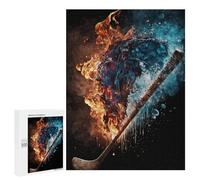 Puzzle 500 PCS pour Adolescents Fire Vs. Ice Hockey Artwork Puzzle pour Adolescents Améliore La Mémoire Défi À Compléter Amusant en Famille Et Soirée Jeux 500 PCS