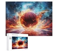 Puzzle 500 PCS pour Adolescents Flaming Basketball Ignite Your Game! -3 Puzzle pour Adultes Jeu De Réflexion, Analyse Et Logique, Idéal comme Cadeau 500 PCS