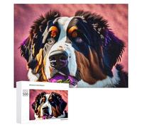 Puzzle 500 PCS pour Adolescents Floral-Adorned Dog Portrait Puzzles pour Adultes Jeu Familial Course De Vitesse Manuelle Cadeaux Anti-Stress 500 PCS