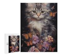Puzzle 500 PCS pour Adolescents Floral Fantasy Cat Art Puzzle pour Adolescents Améliore La Mémoire Défi À Compléter Amusant en Famille Et Soirée Jeux 500 PCS