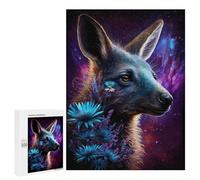 Puzzle 500 PCS pour Adolescents Galactic Fox with Flowers Puzzles pour Adultes : Améliorent La Mémoire, Difficiles Et Stimulants, Cadeaux De Noël Et d'anniversaire 500 PCS