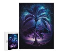 Puzzle 500 PCS pour Adolescents Galactic Palm Tree Fantasy Puzzle pour Adolescents Améliore La Mémoire Défi À Compléter Amusant en Famille Et Soirée Jeux 500 PCS