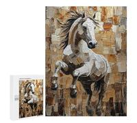 Puzzle 500 PCS pour Adolescents Galloping Horse in Dynamic Impasto Style Casse-têtes pour Adultes Jeux Relaxants Analyse Et Logique Interaction Parent-Enfant 500 PCS