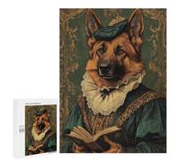 Puzzle 500 PCS pour Adolescents German Shepherd in Renaissance Attire Classic Dog Art Puzzle Jeux De Famille Assemblage De Motifs Cadeaux Uniques pour Anniversaire Et Noël 500 PCS