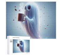 Puzzle 500 PCS pour Adolescents Ghost with Coffee Cup Puzzles pour Adultes Jeux De Détente Décoration Parfaite Interaction Parent-Enfant 500 PCS