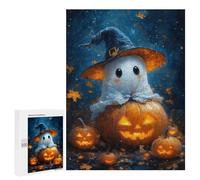 Puzzle 500 PCS pour Adolescents Ghostly Pumpkin Patch Puzzles pour Adultes Jeux De Détente Décoration Intérieure Cadeaux Uniques pour Anniversaire Et Noël 500 PCS
