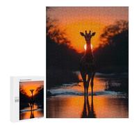 Puzzle 500 PCS pour Adolescents Giraffe Silhouette at Sunset Puzzle pour Adultes Jeux Relaxants Décoration Parfaite, pour Toute La Famille 500 PCS