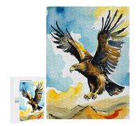 Puzzle 500 PCS pour Adolescents Golden Eagle Watercolor Casse-têtes pour Adultes Jeux Relaxants Analyse Et Logique Interaction Parent-Enfant 500 PCS