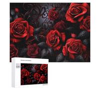 Puzzle 500 PCS pour Adolescents Gothic Red Rose Wallpaper-3 Puzzle pour Adultes, Jouet, Décoration Murale, Améliore La Mémoire, Aide À Exercer Le Cerveau 500 PCS