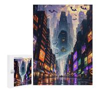 Puzzle 500 PCS pour Adolescents Halloween Cityscape Puzzles pour Adultes Jeu Familial Course De Vitesse Manuelle Cadeaux Anti-Stress 500 PCS