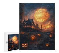 Puzzle 500 PCS pour Adolescents Halloween Haunted House with Jack-o'-Lanterns -1 Puzzles pour Adultes : Améliorent La Mémoire, Difficiles Et Stimulants, Cadeaux De Noël Et d'anniversaire 500 PCS