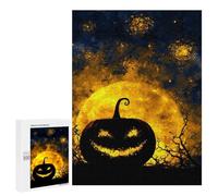 Puzzle 500 PCS pour Adolescents Halloween Moonlit Jack-o'-Lantern Puzzles pour Adultes : Améliorent La Mémoire, Difficiles Et Stimulants, Cadeaux De Noël Et d'anniversaire 500 PCS