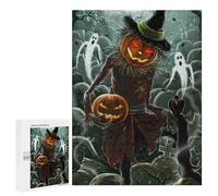 Puzzle 500 PCS pour Adolescents Halloween Scarecrow with Pumpkins Casse-têtes pour Adolescents Analyse Et Logique Interaction Parent-Enfant Jeux Stimulants Jouets 500 PCS