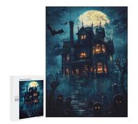 Puzzle 500 PCS pour Adolescents Haunted Mansion Halloween Puzzles pour Adultes Jeux De Détente Décoration Intérieure Cadeaux Uniques pour Anniversaire Et Noël 500 PCS