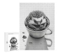 Puzzle 500 PCS pour Adolescents Hedgehog Coffe Casse-têtes pour Adolescents Analyse Et Logique Interaction Parent-Enfant Jeux Stimulants Jouets 500 PCS