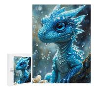 Puzzle 500 PCS pour Adolescents Ice Blue Baby Dragon Puzzle Adulte Jeu Manuel Décoration Intérieure Cadeaux Uniques pour Anniversaire Et Noël 500 PCS