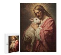 Puzzle 500 PCS pour Adolescents Jesus Holding Lamb Painting-8 Puzzle pour Adolescents Améliore La Mémoire Défi À Compléter Amusant en Famille Et Soirée Jeux 500 PCS