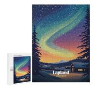 Puzzle 500 PCS pour Adolescents Lapland Aurora Borealis Puzzles pour Adultes Jeux De Détente Décoration Intérieure Cadeaux Uniques pour Anniversaire Et Noël 500 PCS