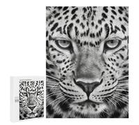 Puzzle 500 PCS pour Adolescents Leopard Face Close-Up Puzzle pour Adolescents Améliore La Mémoire Défi À Compléter Amusant en Famille Et Soirée Jeux 500 PCS