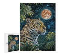 Puzzle 500 PCS pour Adolescents Leopard Under The Moon Casse-têtes pour Adultes Jeux Relaxants Analyse Et Logique Interaction Parent-Enfant 500 PCS