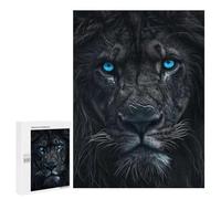 Puzzle 500 PCS pour Adolescents Lion Blue and Black Animal Jeux De Puzzle Relaxants, Défi Difficile, Cadeaux Uniques pour Anniversaire Et Noël 500 PCS