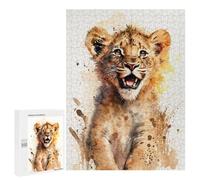 Puzzle 500 PCS pour Adolescents Lion Watercolor Sketch Puzzle pour Adultes Jouets Anti-Stress Difficile Idéal comme Cadeau 500 PCS
