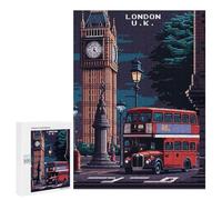 Puzzle 500 PCS pour Adolescents London England Pixel Art Jeux De Puzzle Relaxants, Défi Difficile, Cadeaux Uniques pour Anniversaire Et Noël 500 PCS